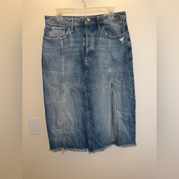Free People We The Free Distressed Blue Denim Skirt | NWOT - Picture 5 of 8